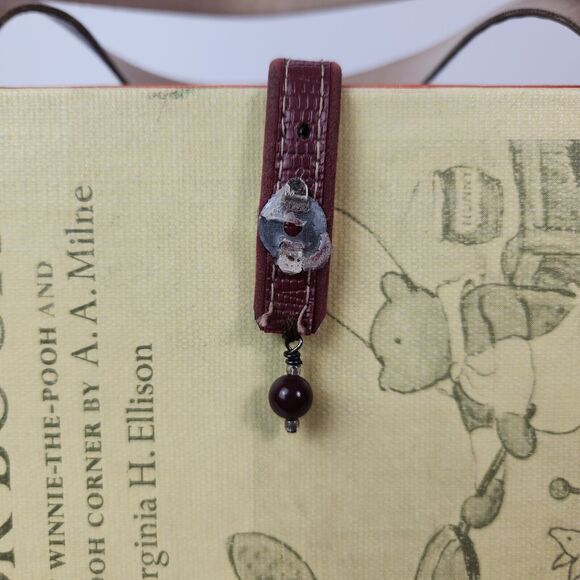 VTG Winnie The Pooh Purse Handmade Hard Cover Book Handbag Floral Print Leather - Picture 14 of 16